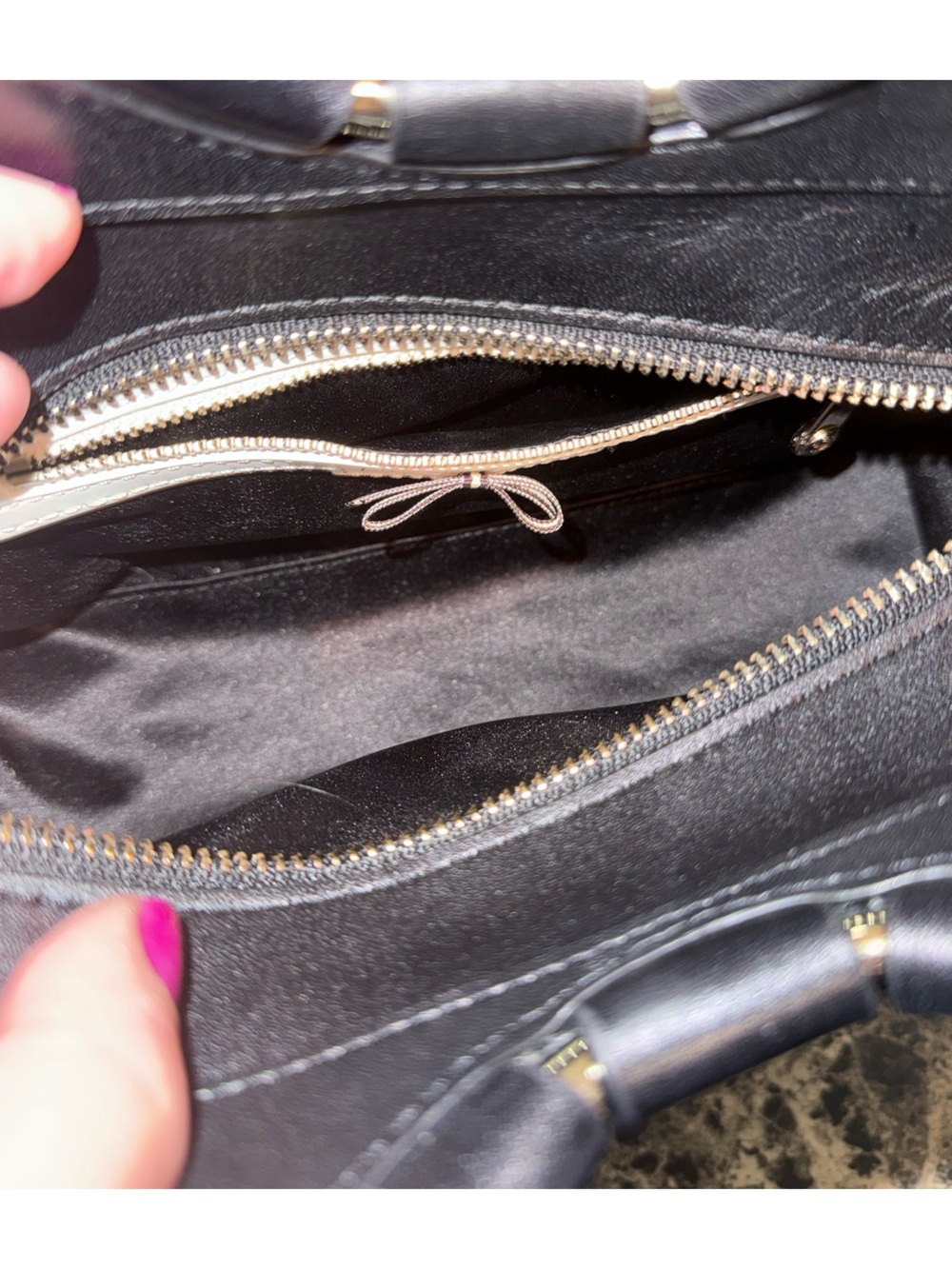 Henri Bendel Black Leather Petal Ring Satchel Crossbody Bag - Picture 9 of 11